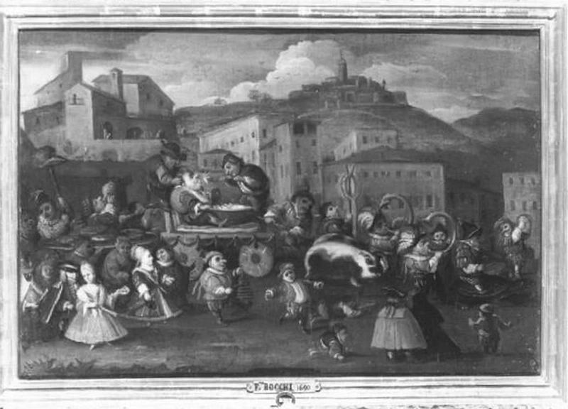 60-Scena carnevalesca con nani in piazza bresciana-Sant'Angelo Lodigiano (LO), Museo Morando Bolognini  